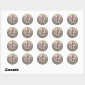 Sticker Rond Dusty Rose Rustic Country Floral Mason Jar (Feuille)