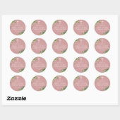 Sticker Rond Dusty Rose Verdure Première Communion Sainte Favor (Feuille)