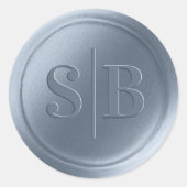 Sticker Rond Dusty Sky Blue Wax Seal Wedding (Devant)