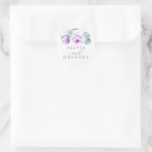 Sticker Rond Dusty Violet Rose Floral Élégant Mariage (Sac)