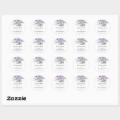Sticker Rond Dusty violet Rustique Mariage floral (Feuille)