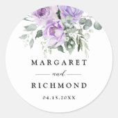Sticker Rond Dusty violet Rustique Mariage floral (Devant)