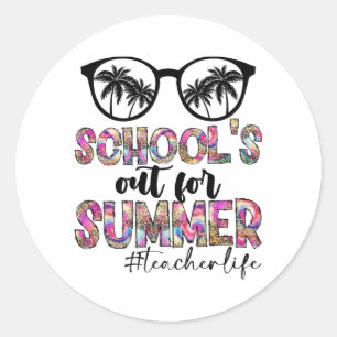 Sticker Rond Dye Dernière Journée D'Écoles Sorties Pour L'Été T