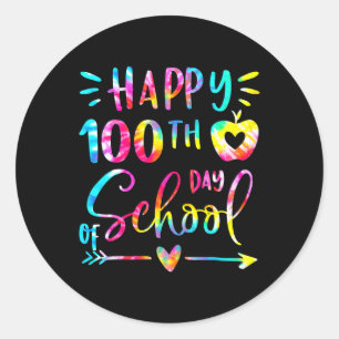 Sticker Rond Dye Happy 100e jour Enseignant Étudiant 100 jour
