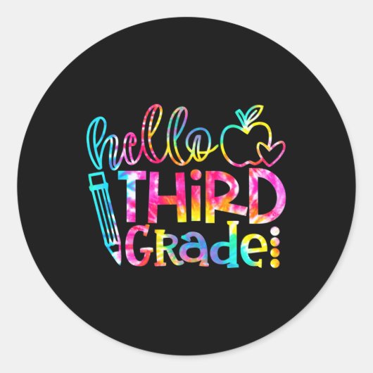 Sticker Rond Dye Hello 3e année Enseignant élève Retour à l'éco (Devant)
