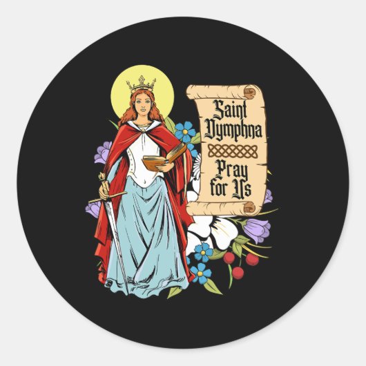 Sticker Rond Dymphna Pureté Lily Patron Saint Santé mentale Cha (Devant)