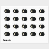 Sticker Rond Dynastie Qing chinoise rétro Manchu noir Chat (Feuille)