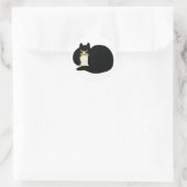 Sticker Rond Dynastie Qing chinoise rétro Manchu noir Chat (Sac)