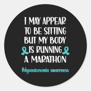 Sticker Rond Dysautonomia POTS Turquoise Ribbon Autonome Dysfu