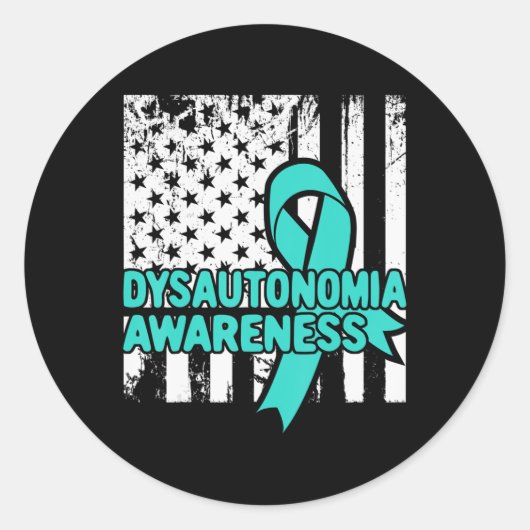 Sticker Rond Dysautonomia T Shirt - Connaissance de la dysfonct (Devant)
