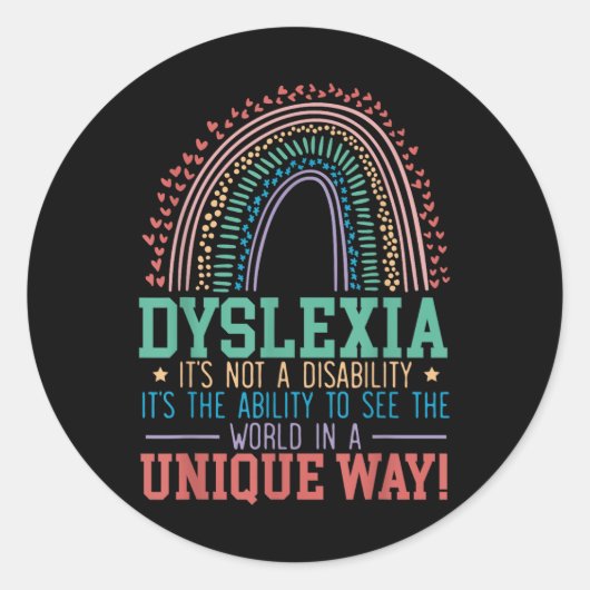 Sticker Rond Dyslexie Ce N'Est Pas Un Handicap Dyslexie Sensibi (Devant)