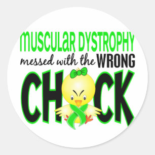 Sticker Rond Dystrophie musculaire salie avec le poussin faux