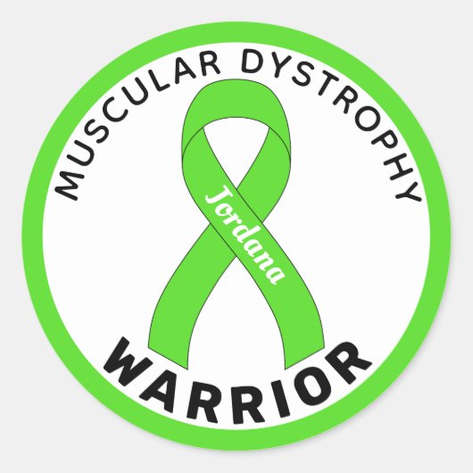 Sticker Rond Dystrophie musculaire Warrior Ruban blanc (Devant)