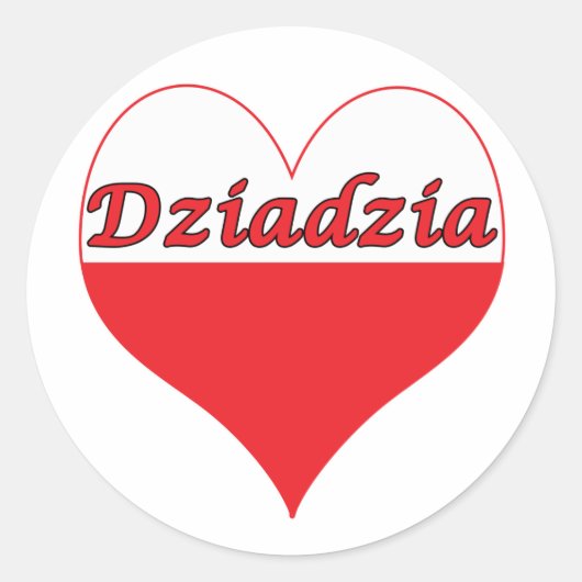 Sticker Rond Dziadzia Coeur polonais (Devant)