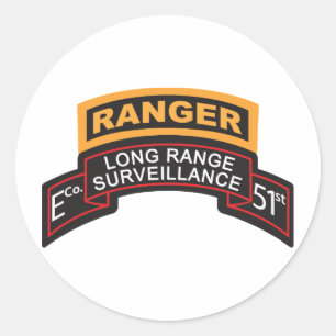 Sticker Rond E Co 51st Infantry LRS Scroll, onglet Ranger