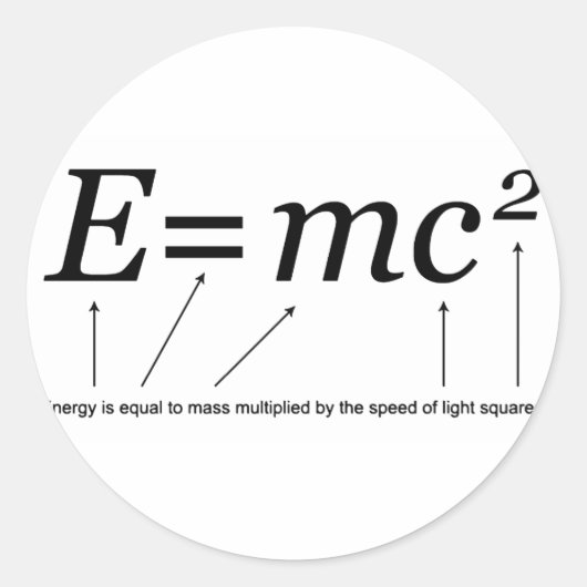 Sticker Rond E=MC2 Théorie de la relativité d'Einstein (Devant)
