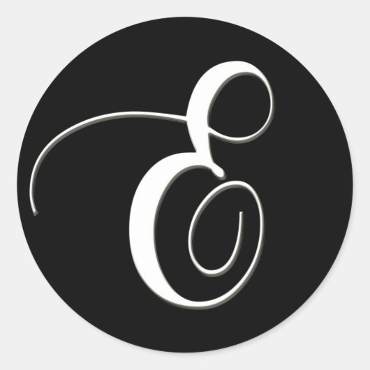 Sticker Rond E monogramme - élégant noir et blanc (Devant)