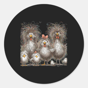 Sticker Rond Eagerlys Colorful Funny Chicken Art, Crazy Chicken