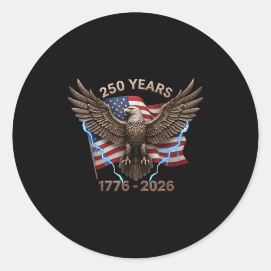 Sticker Rond Eagle Flag 250 Years 1776-2026 250th Birthday  (Devant)