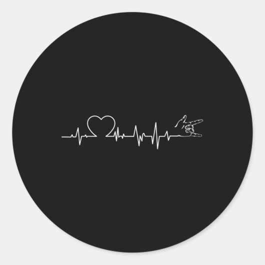 Sticker Rond Ear Heartbeat Langue des signes main perte d'audit (Devant)