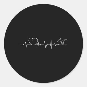 Sticker Rond Ear Heartbeat Langue des signes main perte d'audit