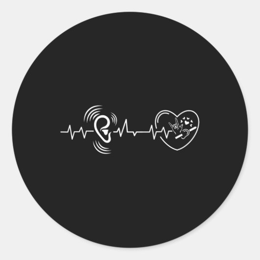 Sticker Rond Ear Heartbeat Langue des signes main perte d'audit (Devant)