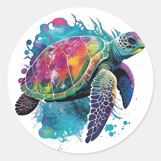 Sticker Rond Earth Day, Save Our Sea Turtles Marine Life  (Devant)