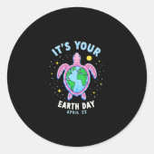 Sticker Rond Earth Day Turtle Design April 22 For Nature Lovers (Devant)