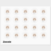Sticker Rond Earthy Boho Rainbow Merci Baby shower classique (Feuille)