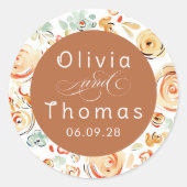 Sticker Rond Earthy Floral Whimsical Elegant Fall Wedding (Devant)