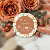 Sticker Rond Earthy Floral Whimsical Elegant Fall Wedding