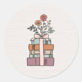 Sticker Rond Earthy Minimal Boho Wild Flower Book Themed  (Devant)