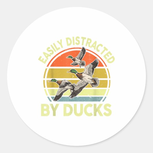 Sticker Rond Easily Distracted Duck Hunting Gift Dad Hunter Son (Devant)