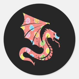 Sticker Rond Easter Dragon Oeufs Chasse Femmes Filles Garçons E