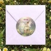 Sticker Rond Easter Fairy Painting Egg Spring