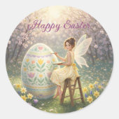 Sticker Rond Easter Fairy Painting Egg Spring (Devant)