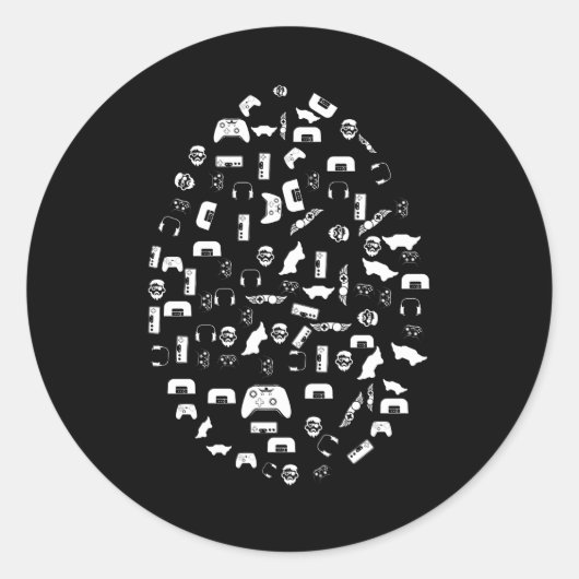 Sticker Rond Easter Gamer Gaming Boy Love Easter Eggs (Devant)