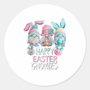 Sticker Rond Easter Gnomes Happy Easter Gnomies Bunny Ears Eggs