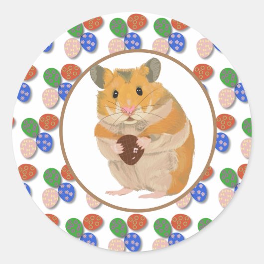 Sticker Rond Easter Hamster with Chocolate Eggs  (Devant)