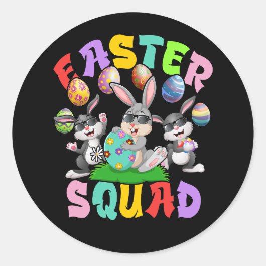 Sticker Rond Easter Squad Bunnies Oeufs Famille Correspondant C (Devant)