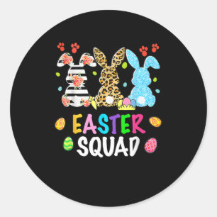 Sticker Rond Easter Squad Leopard Joyeux lapin lapin de Pâques