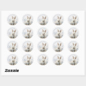Sticker Rond Easter Watercolor Bunny Wildflower Kids Class (Feuille)