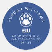 Sticker Rond Eastern Illinois Panthers Empreinte de patte & EIU (Devant)