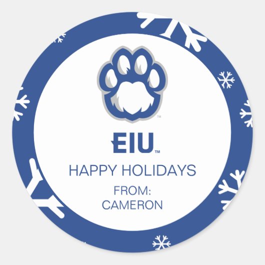Sticker Rond Eastern Illinois Panthers Empreinte de patte & EIU (Devant)