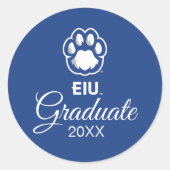 Sticker Rond Eastern Illinois Panthers Empreinte de patte & EIU (Devant)