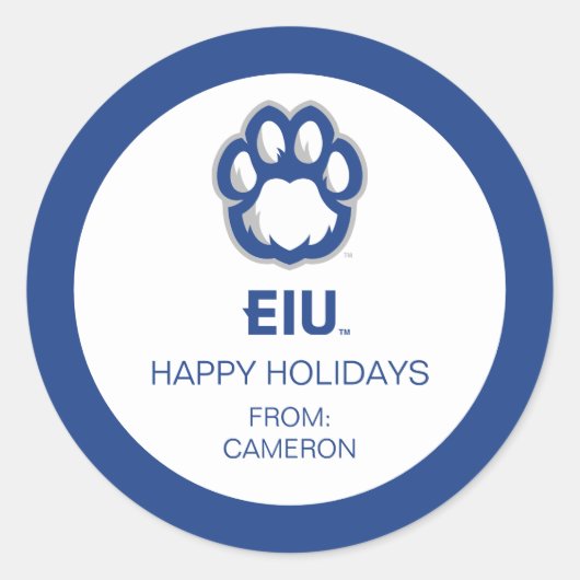 Sticker Rond Eastern Illinois Panthers Empreinte de patte & EIU (Devant)