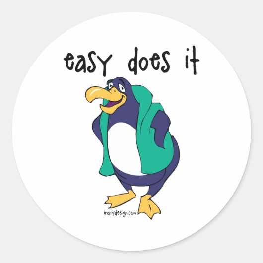Sticker Rond Easy It Penguin (Devant)