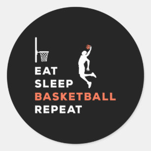 Sticker Rond Eat Sleep Basketball Répéter Joueur Entraîneur Hoo