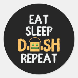 Sticker Rond Eat Sleep Dash Répéter le jeu vidéo Géométrie Dash