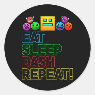 Sticker Rond Eat Sleep Dash Répéter Video Game Géométrie Vidéo